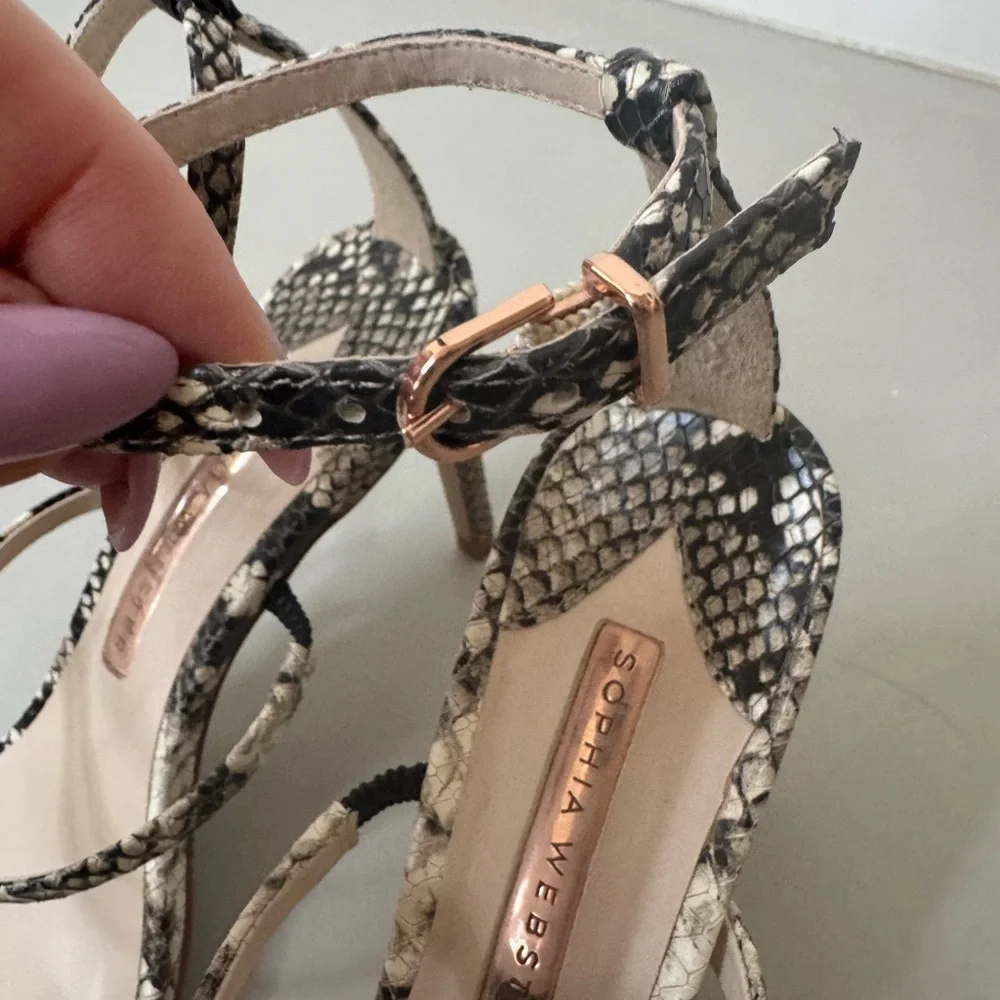 Sophia Webster Snakeskin Strappy Heels – Size 7.5, Ultra Chic Design - Picture 13 of 14